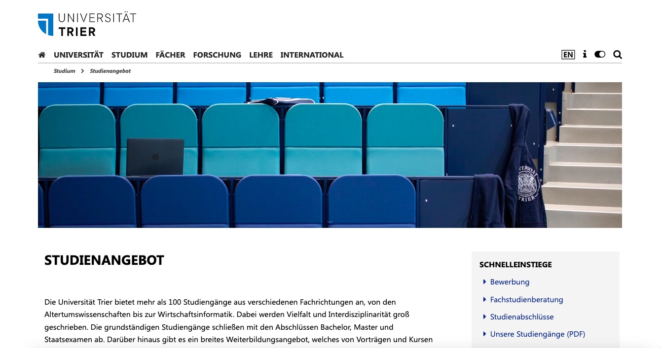 Screenshot www.uni-trier.de